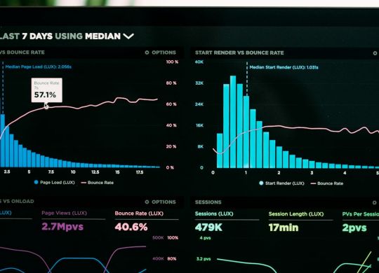 graphs of performance analytics on a laptop screen